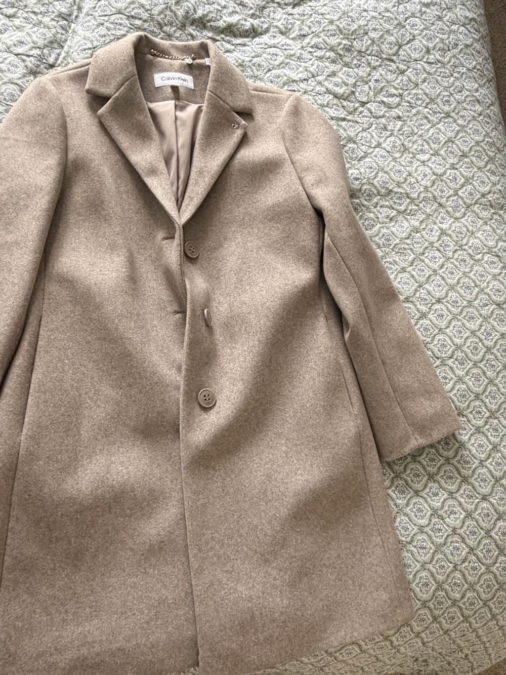Women’s kaki Wool Coat calving Klein